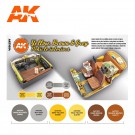 AK-Interactive AK 11684 YELLOW, BROWN & GREY VEHICLE INTERIORS SET  thumbnail