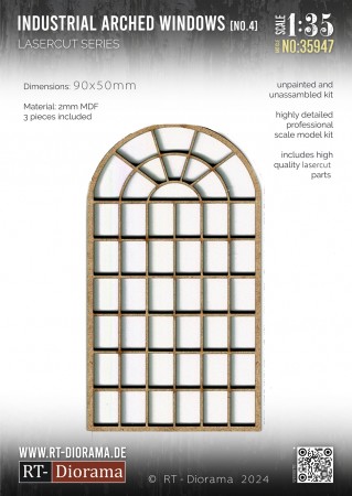 RT-Diorama 1:35 - 35947 Lasercut Industrial Arched Window No.4